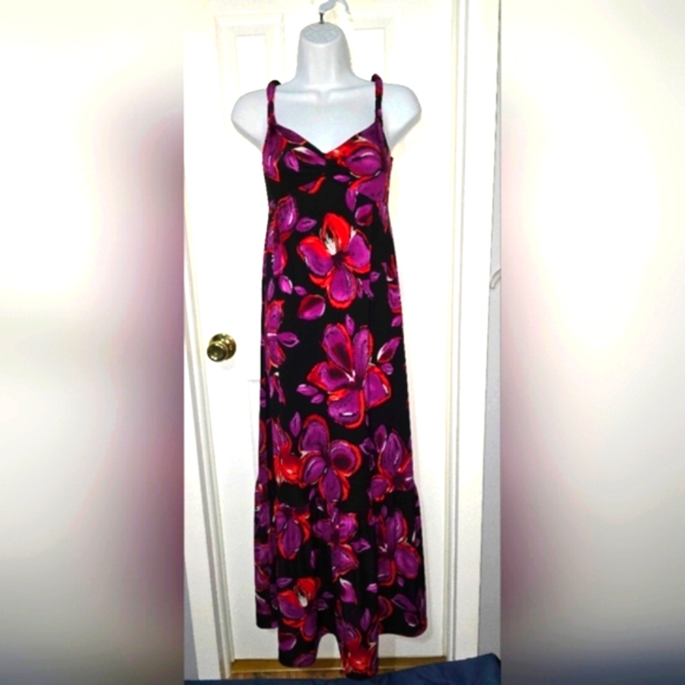 Allen B. By Allen Schwartz Black and Purple Sleeveless Sundress